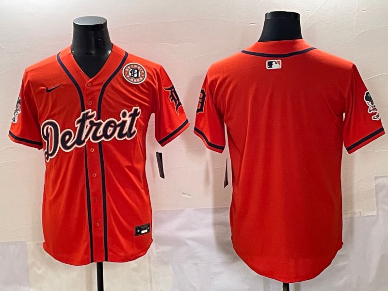 Men 2025 Detroit Tigers Blank Orange Fashion Nike MLB Jersey style 7152